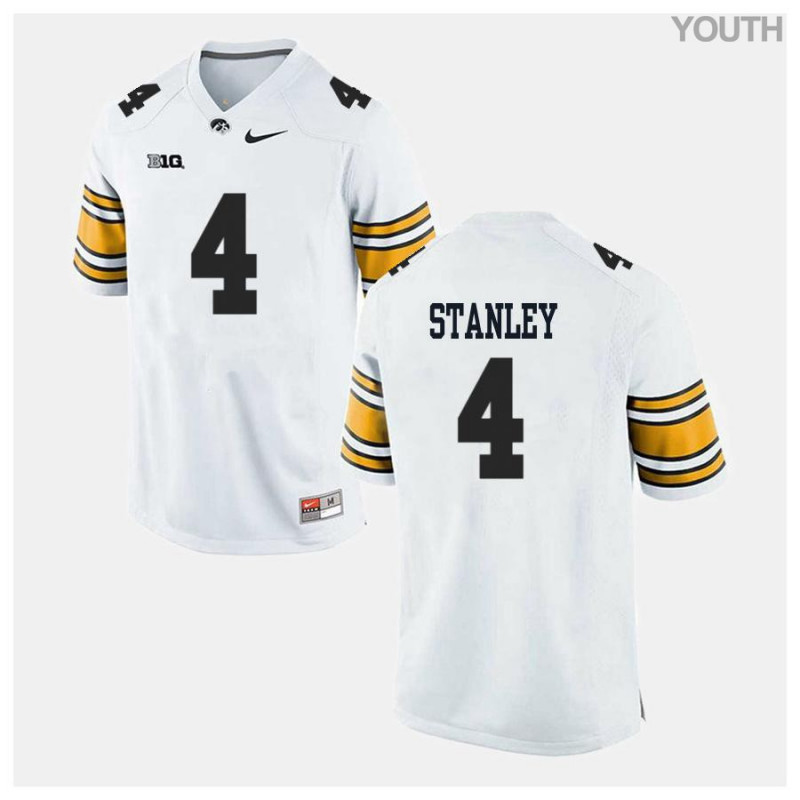 Youth Iowa Hawkeyes NCAA #4 Nate Stanley White Authentic Nike Alumni Stitched College Football Jersey NP34H52EN